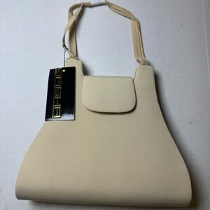 Vintage Sasha Crepe Satin Ivory Beautiful Clutch Purse With Cross Body Strap